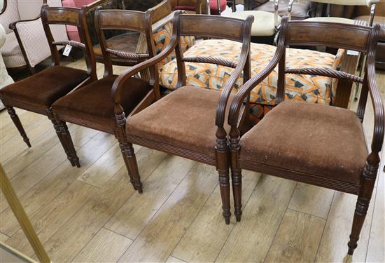 A set of four Regency rope-twist mahogany dining chairs